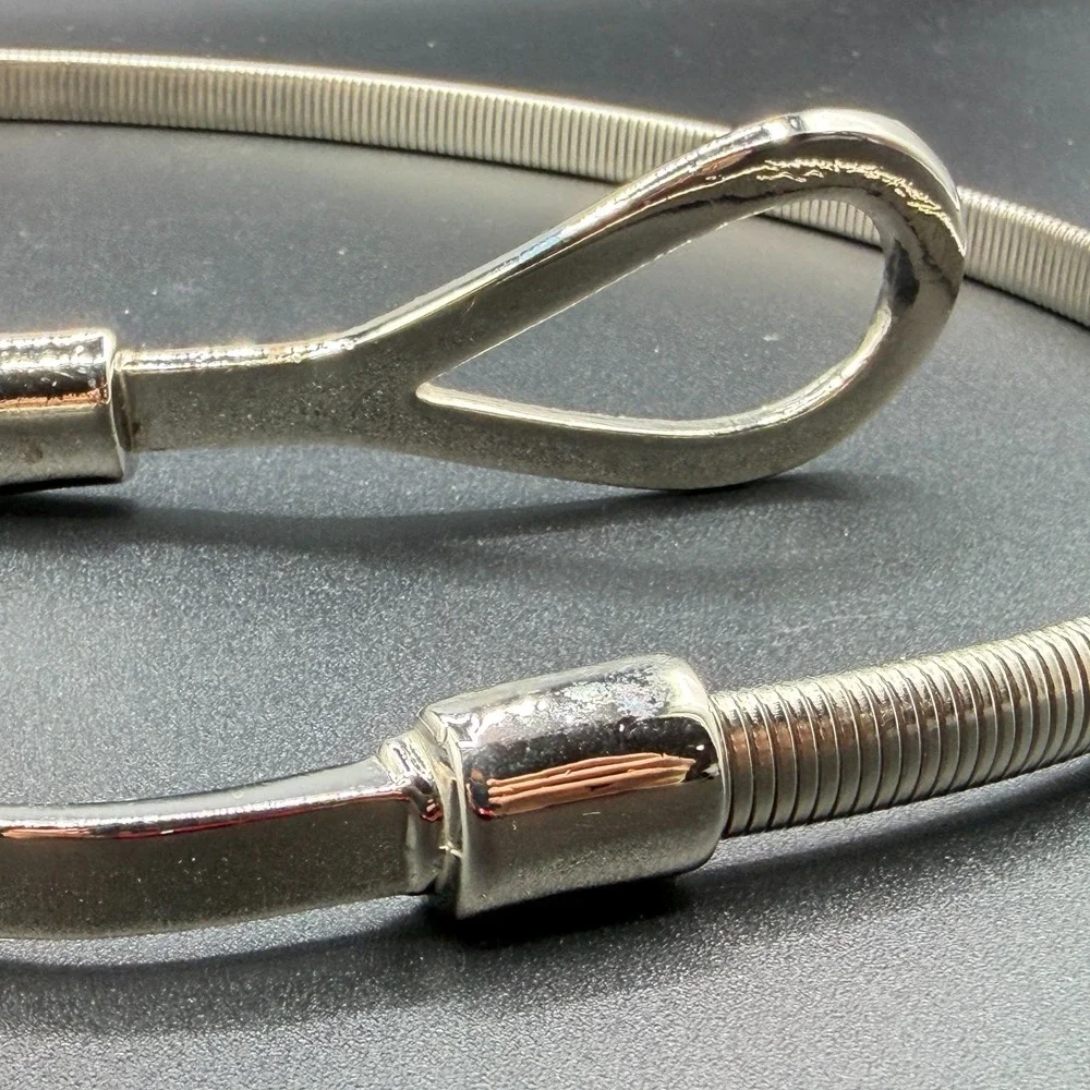 Silver Tone Flexible Snake Chain Necklace Hook Clasp Modern Minimalist Gift